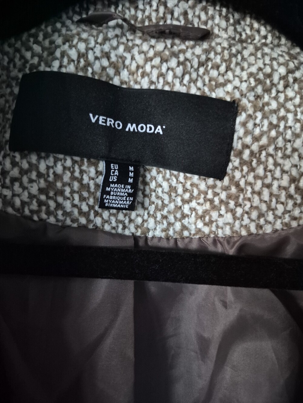 VERO MODA Brown Textured Bouclé Longline Coat Jacket - Women's Size M - Picture 3 of 9